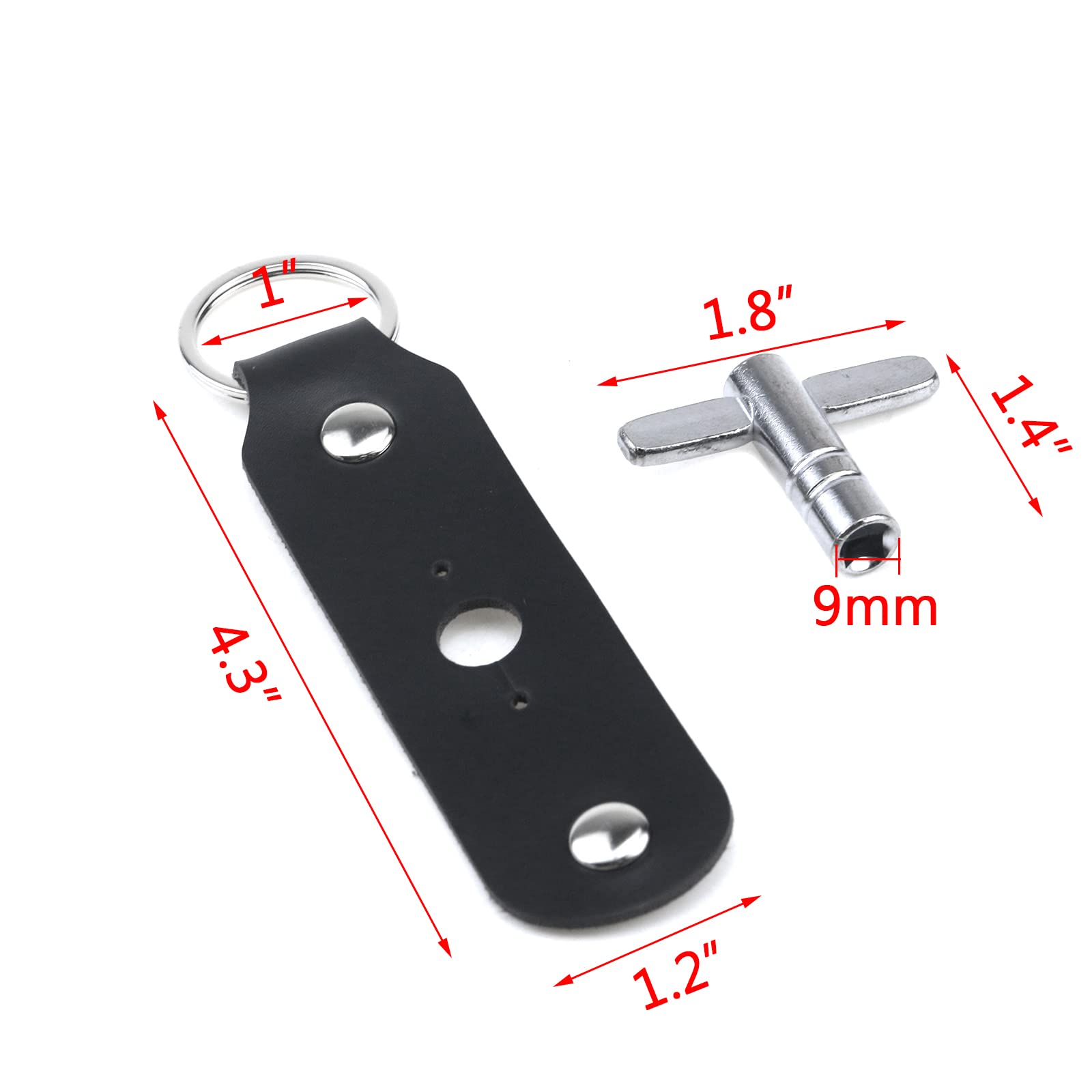 Dnyta 2 Pack T Shaped Drum Tuning Key With Leather Key Chain Drum Adjusting Accessory Wrench Drum Kit Universal Tool Black
